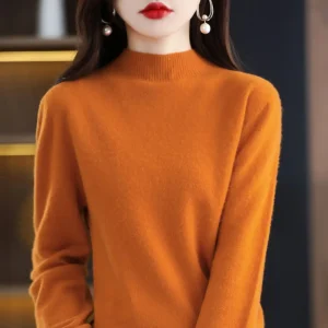 100% Merino Wool Cashmere Sweater Women Knitted Sweater Turtleneck Long Sleeve Pullovers Autumn Winter Clothing Warm Jumper Tops